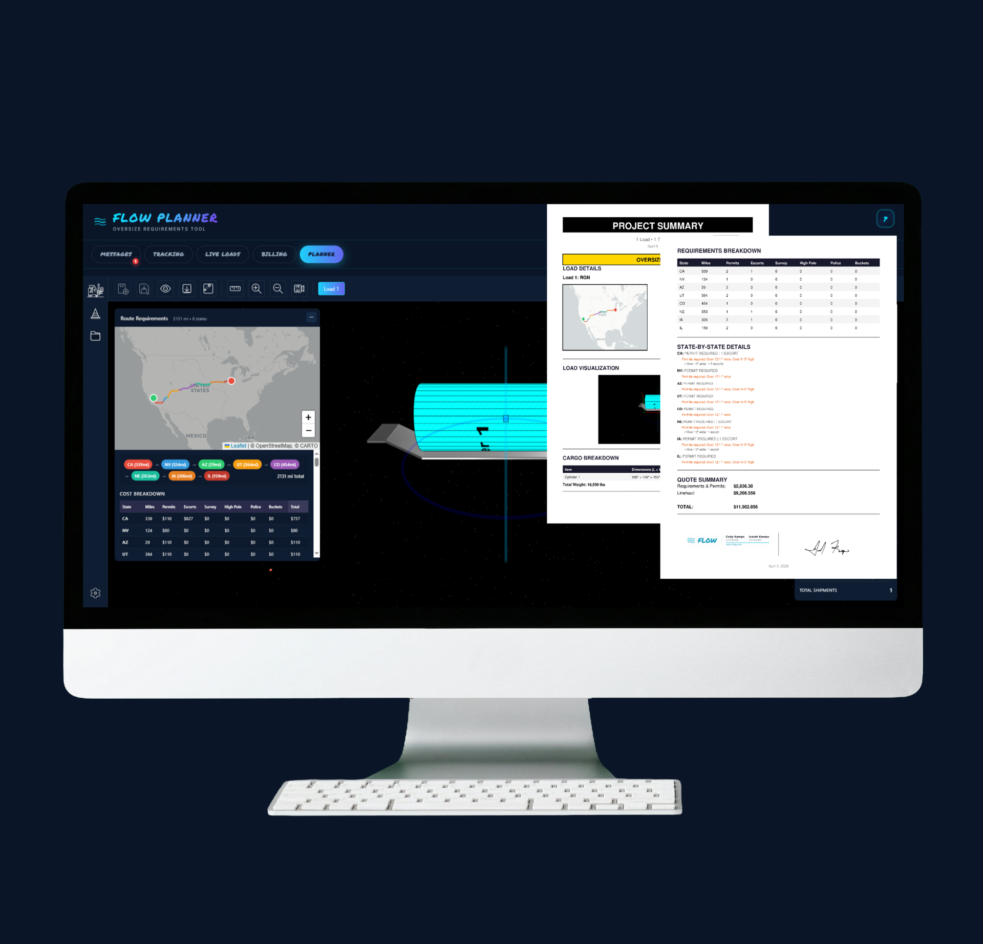 Flow Planner: route optimization and oversize load visualization